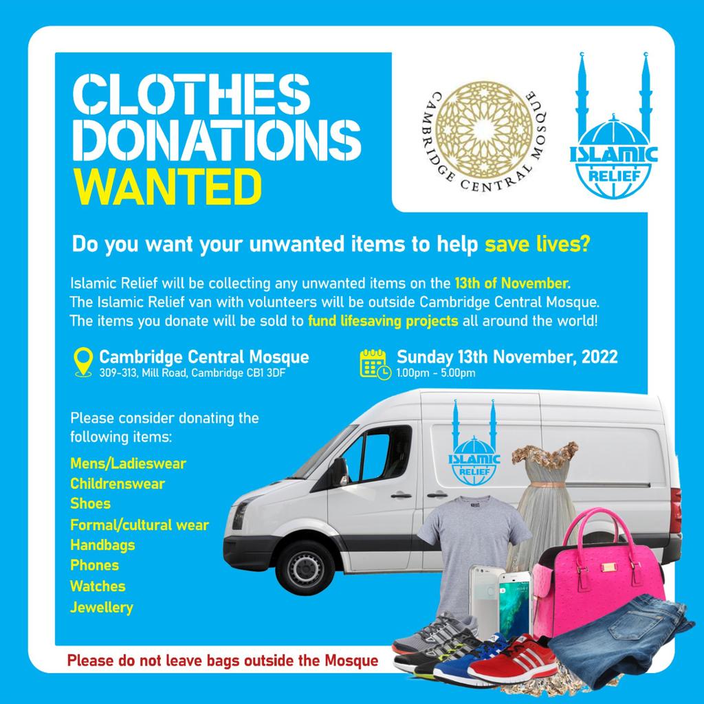 Clothes Donations Wanted - Cambridge Central Mosque